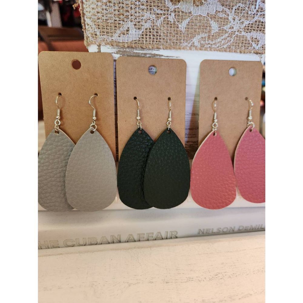 3 Pair Faux Leather Earrings